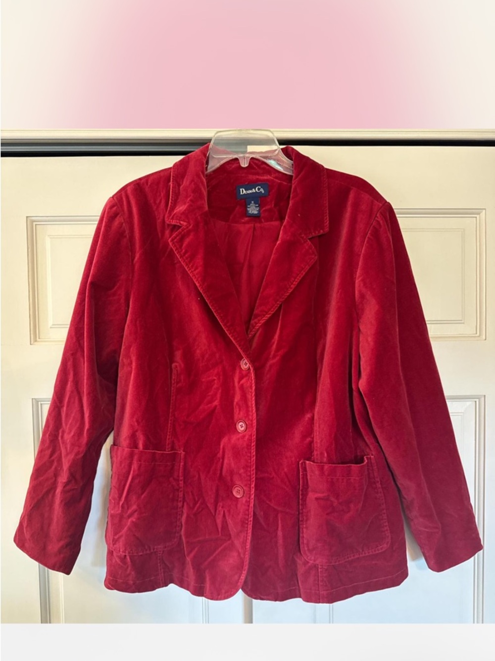 Denim & Co Women's Red Velvet Blazer Jacket
